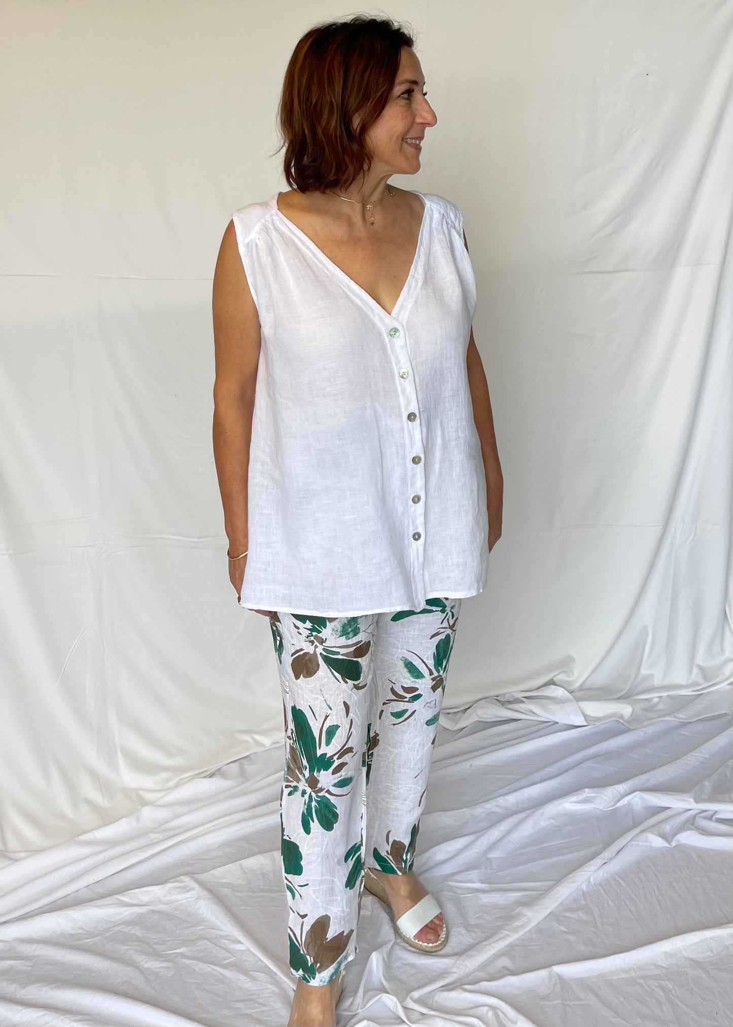 Linen Swing Top - White