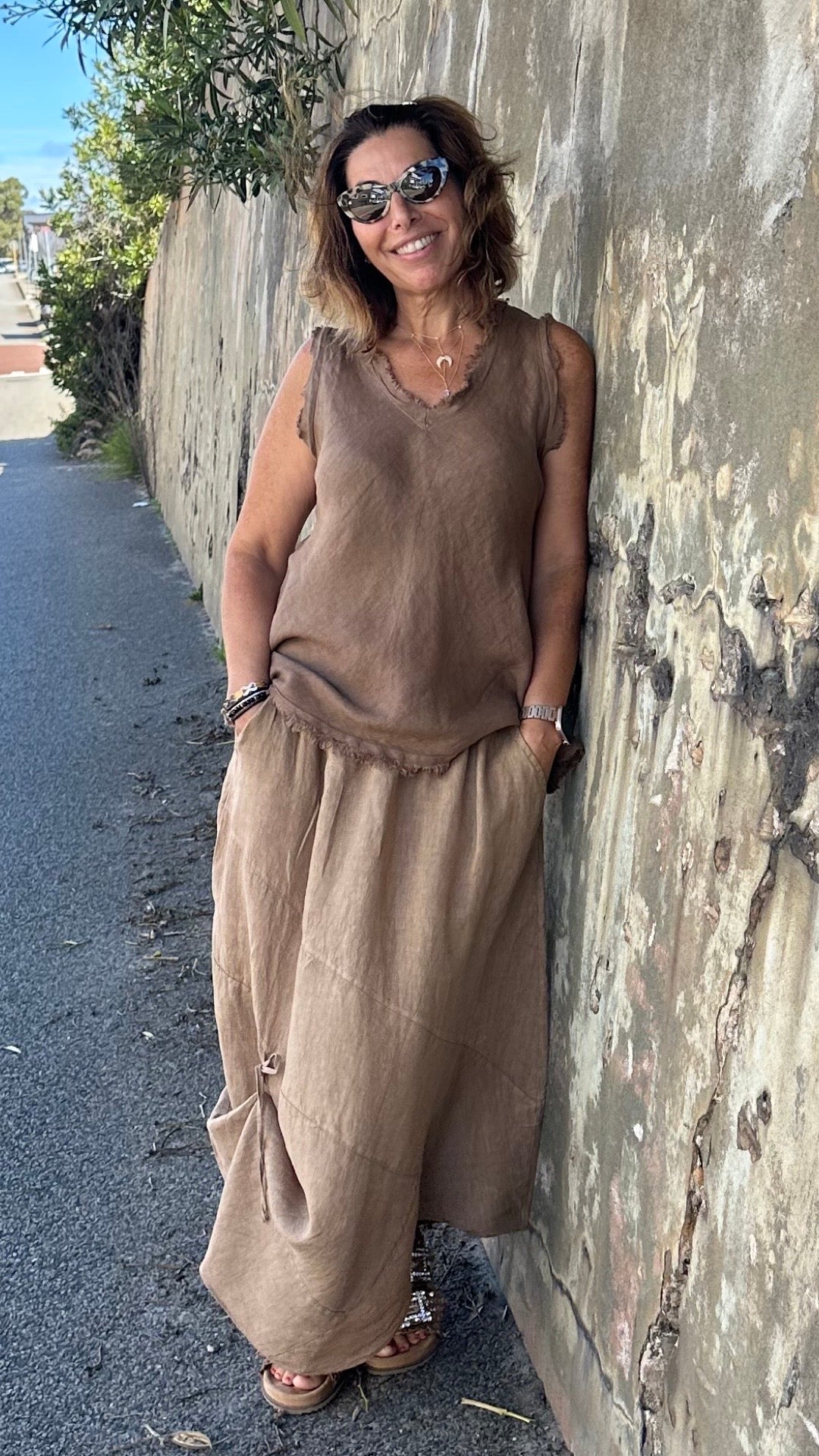 Tie Linen Skirt - Cocoa