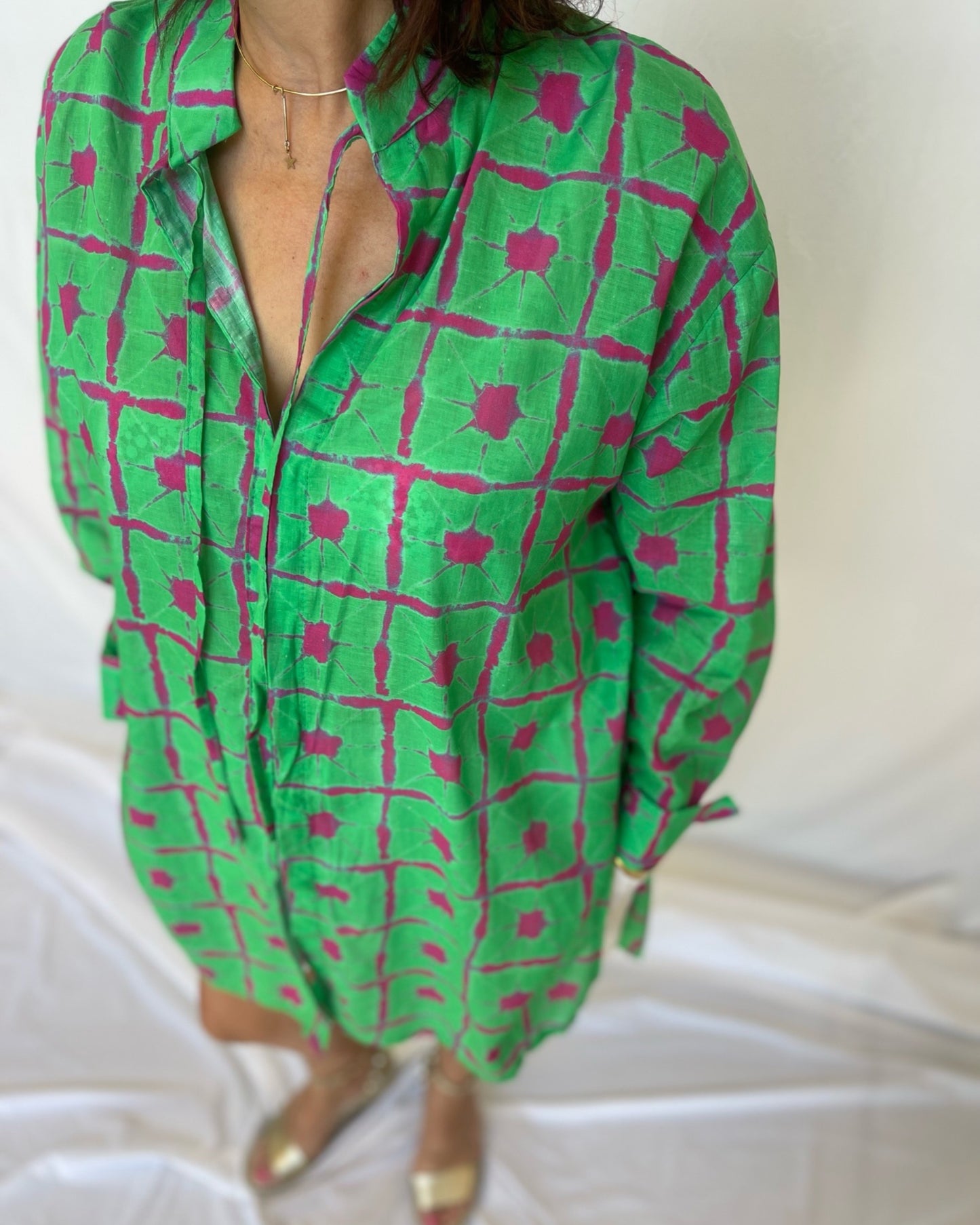 Summer Shirt - Emerald/Pink