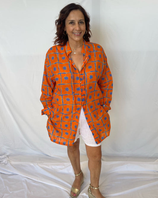Summer Shirt - Orange/Blue  no