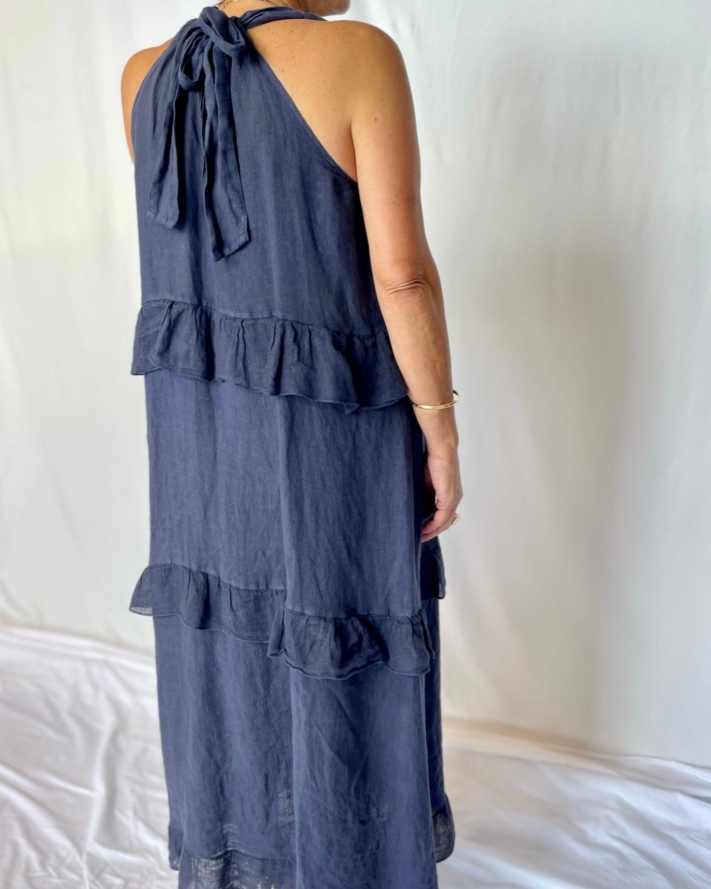 Linen Maxi Dress - Navy