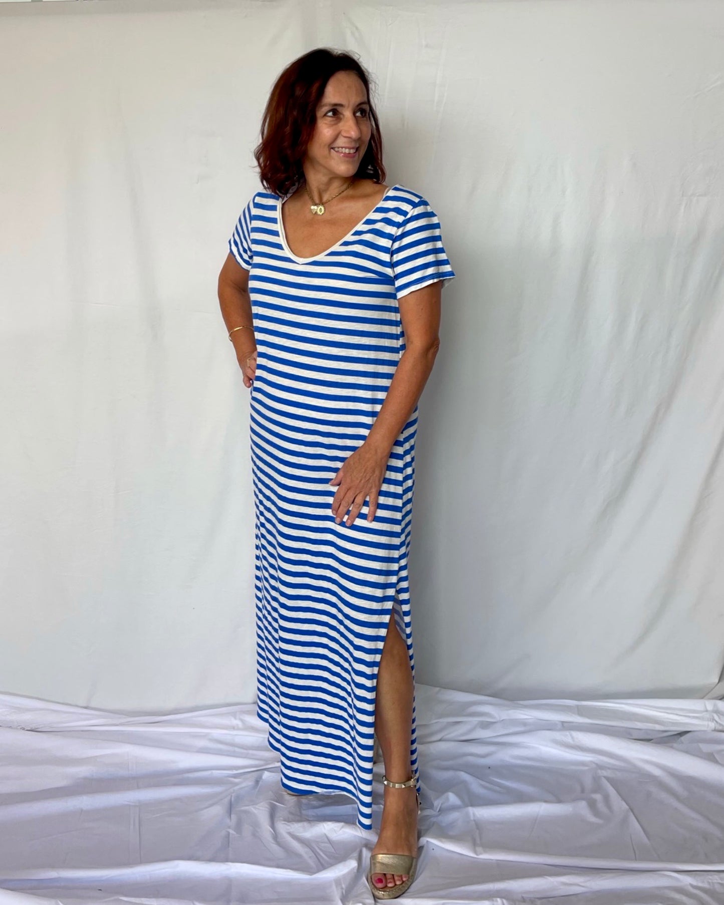 Striped Maxi Dress - Navy
