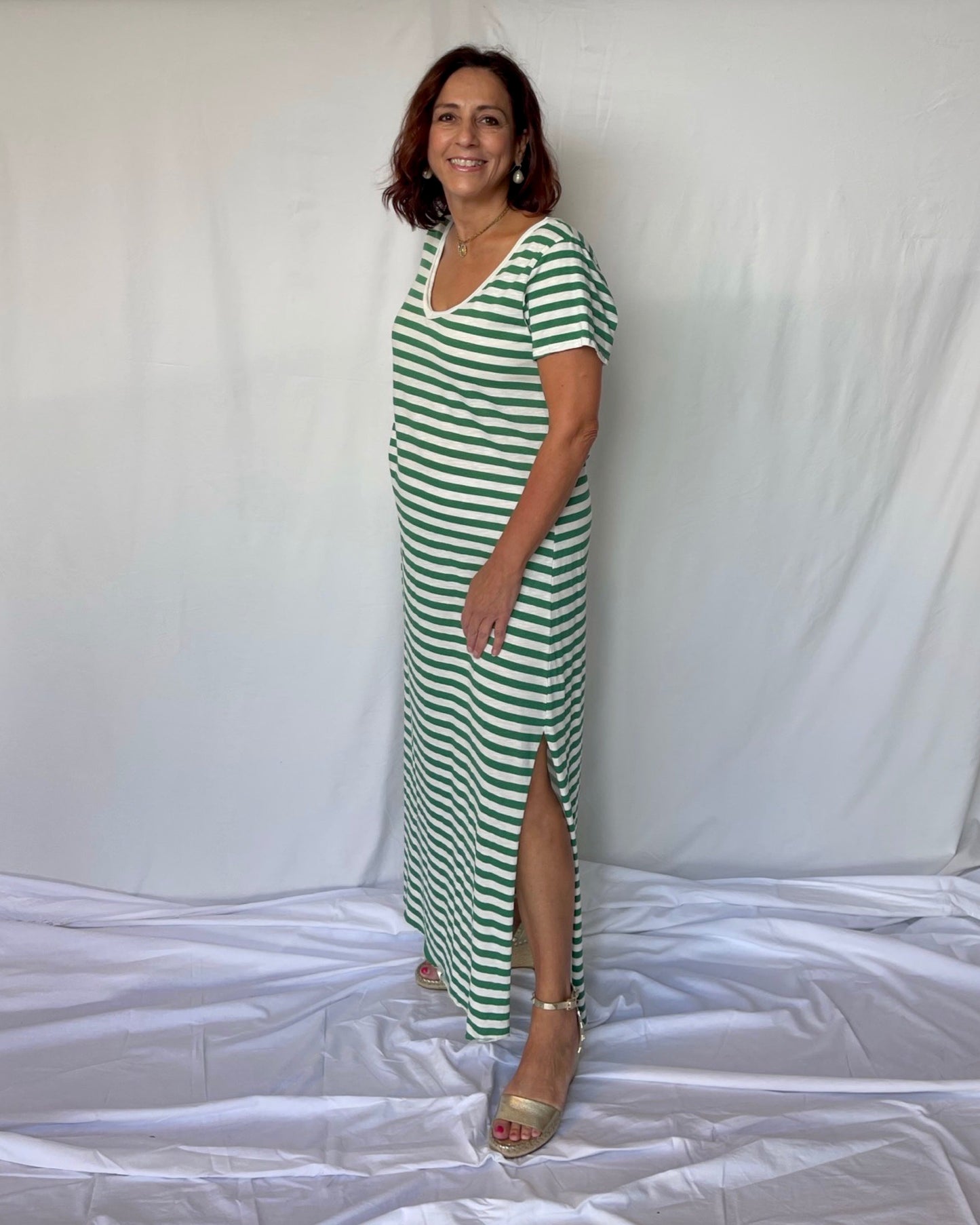 Striped Maxi Dress - Emerald