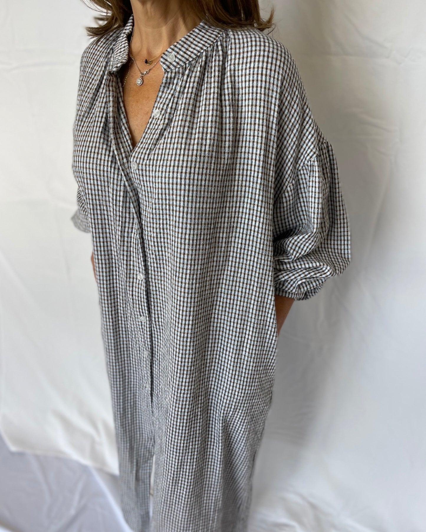 Gingham Dress - Sky