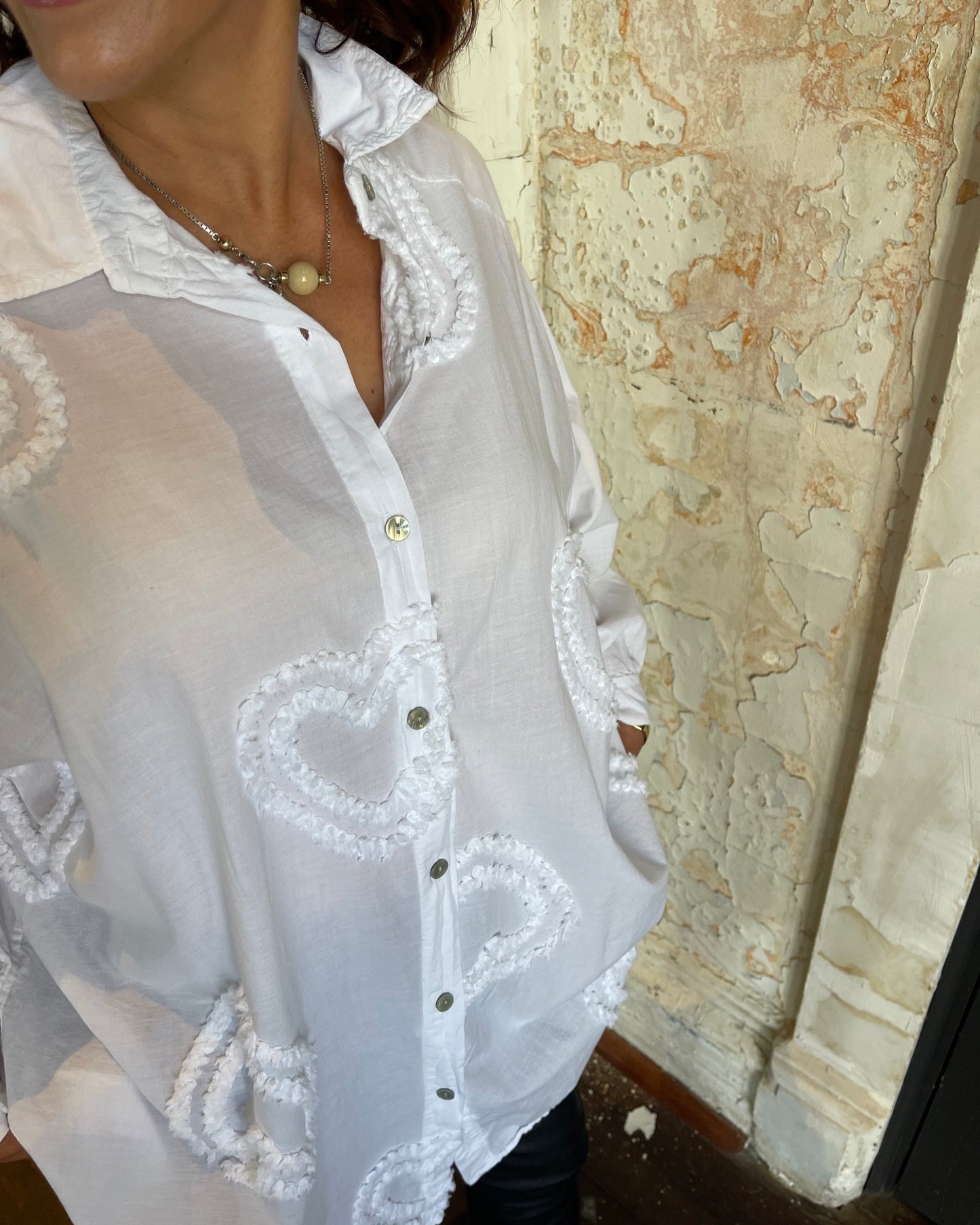 Cotton Heart Shirt - White
