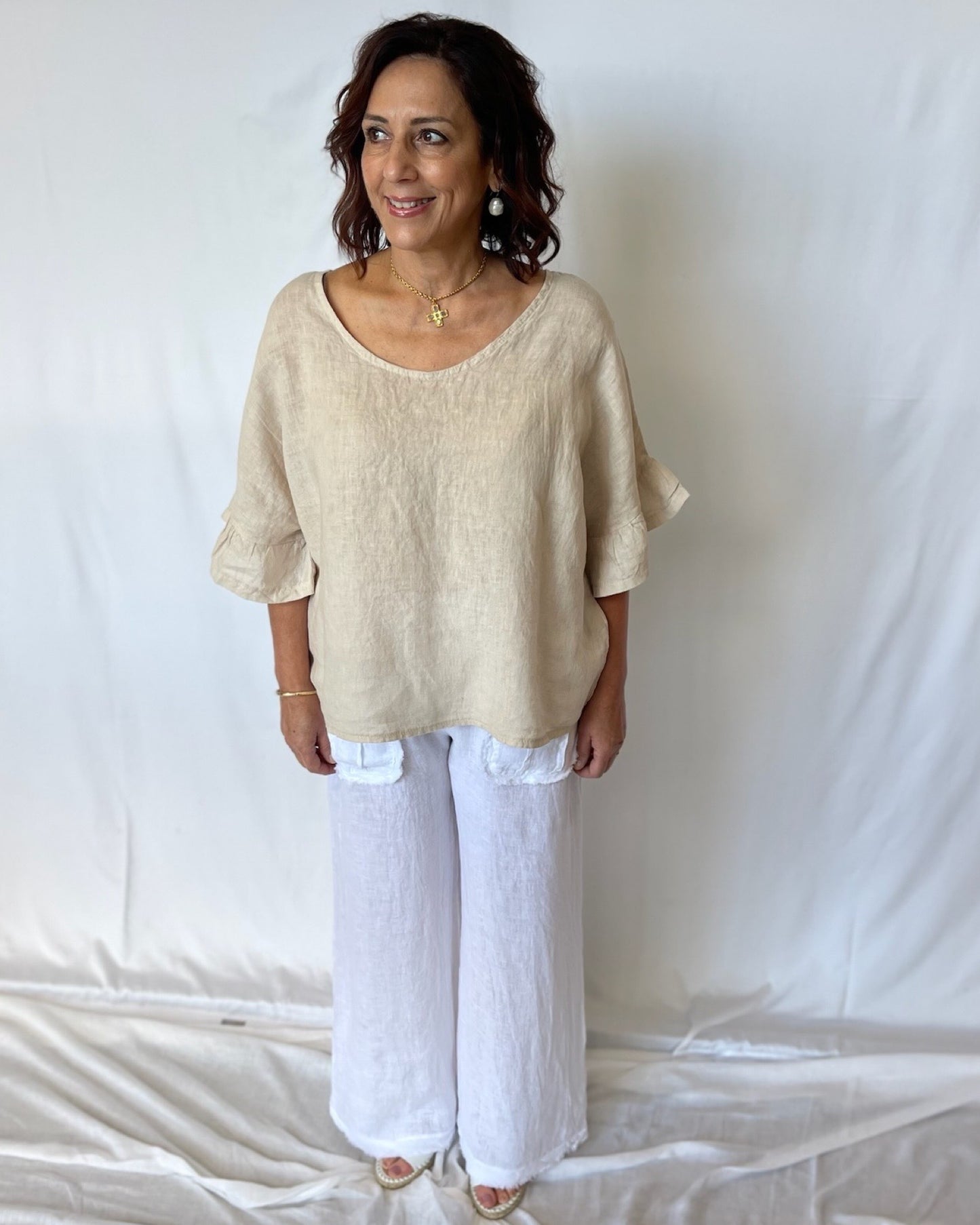 Raw Pocket Pant Linen - Sabbia White