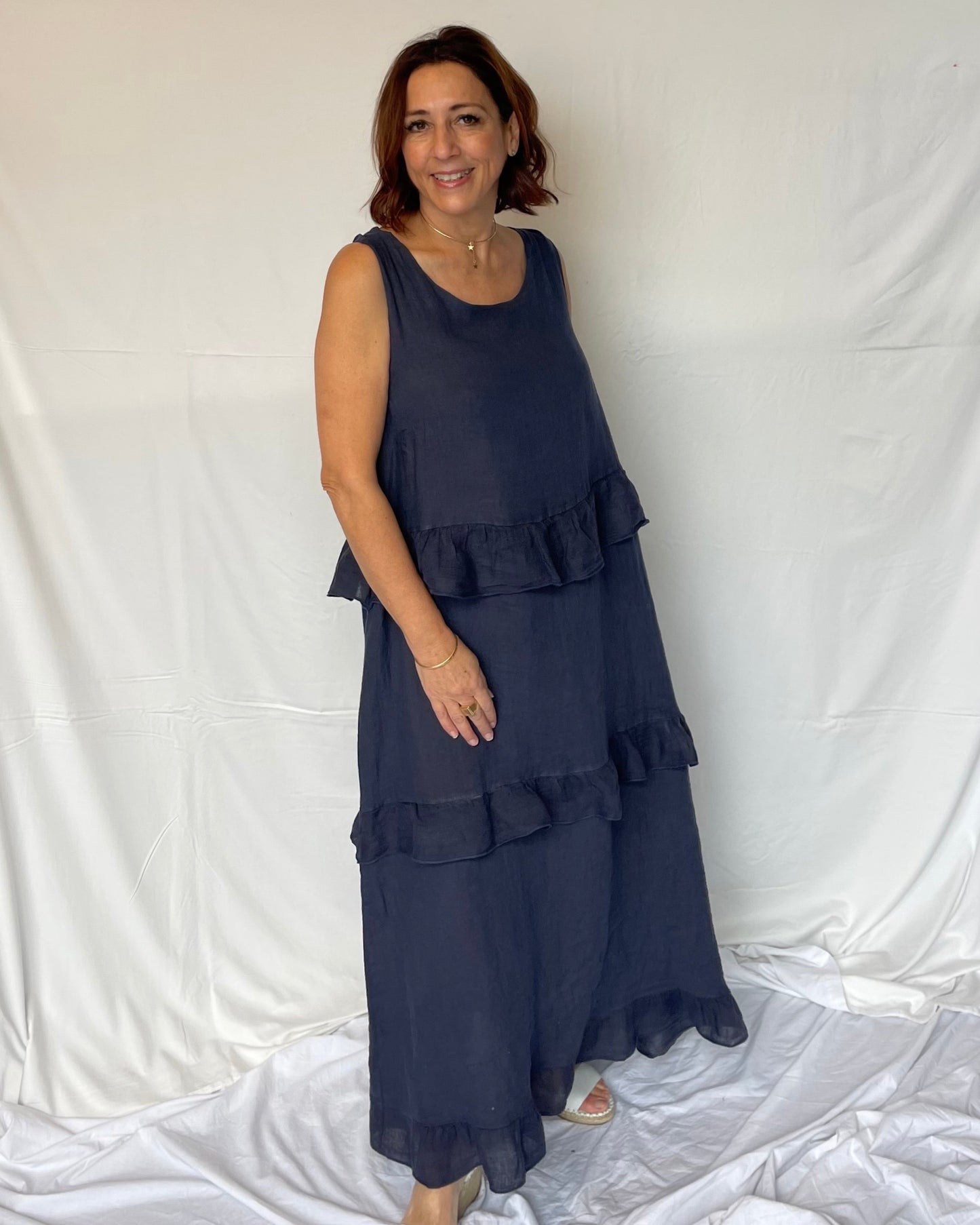 Linen Maxi Dress - Navy