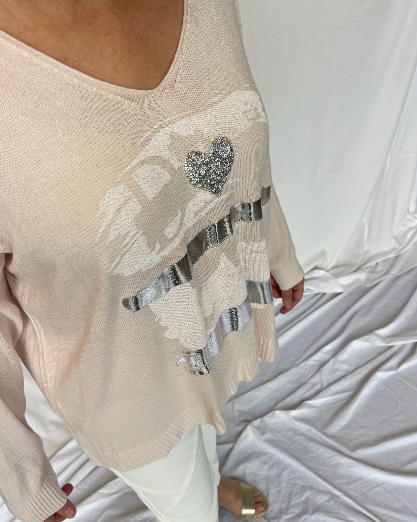 Heart Motif Knit Pink