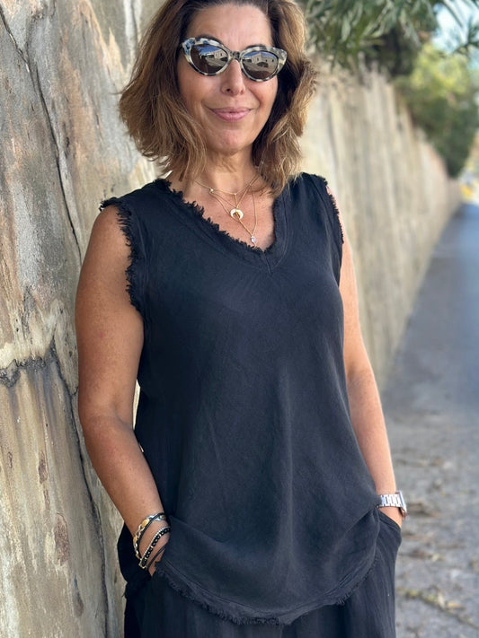 Raw Hem Top - Black