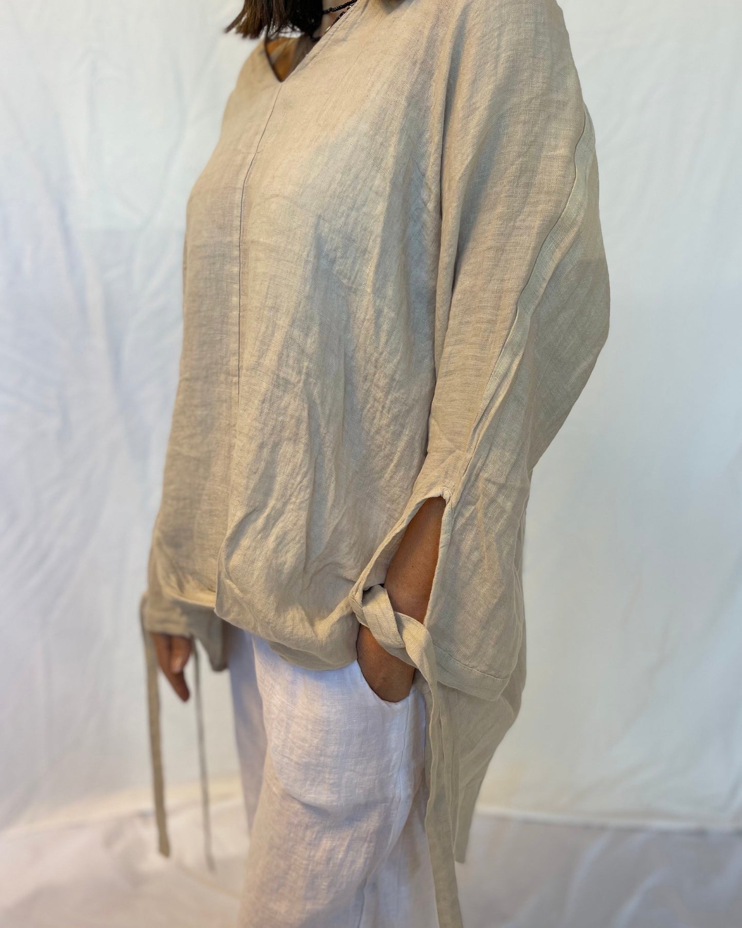 Linen Shirt Oversized - Sabbia