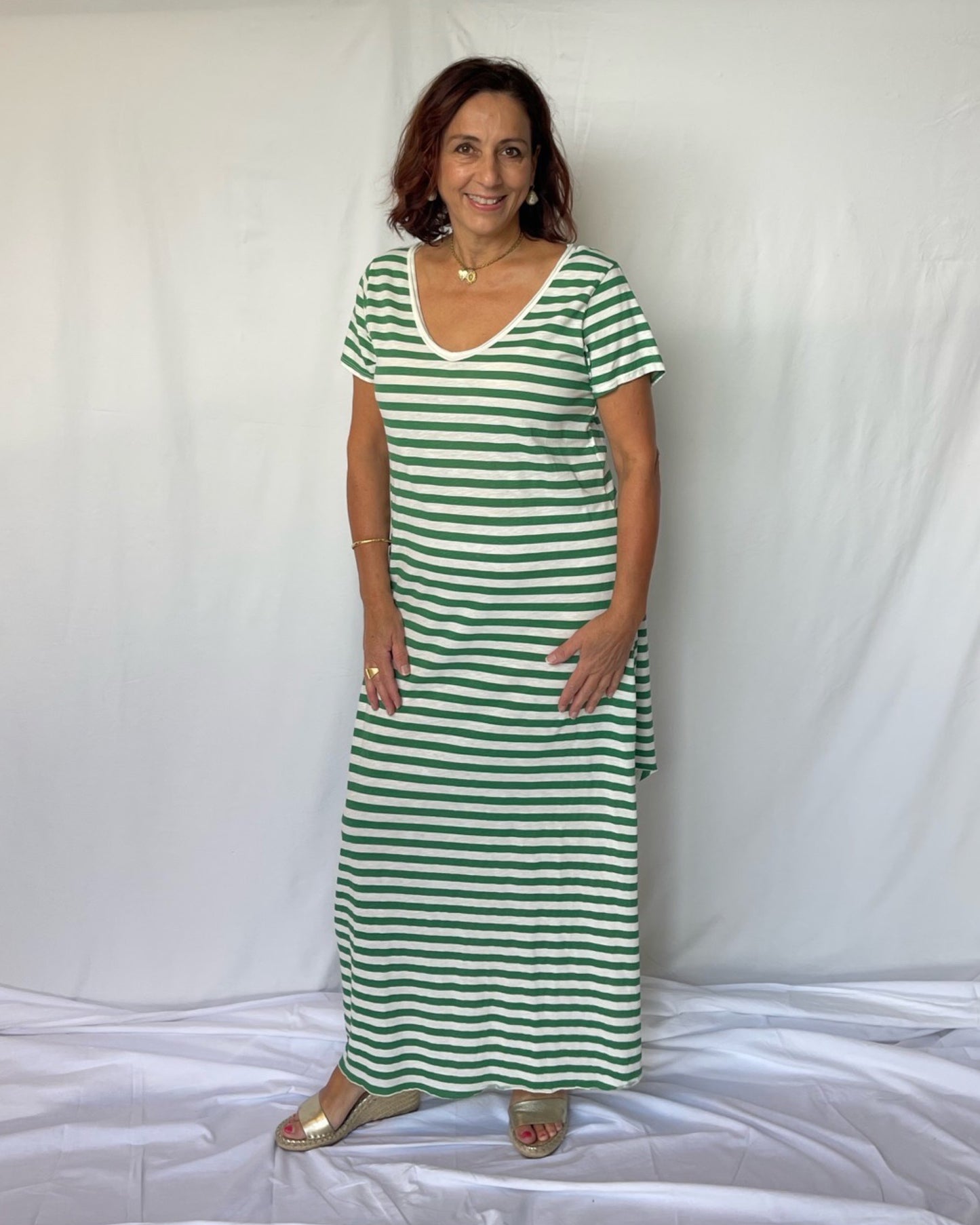 Striped Maxi Dress - Emerald
