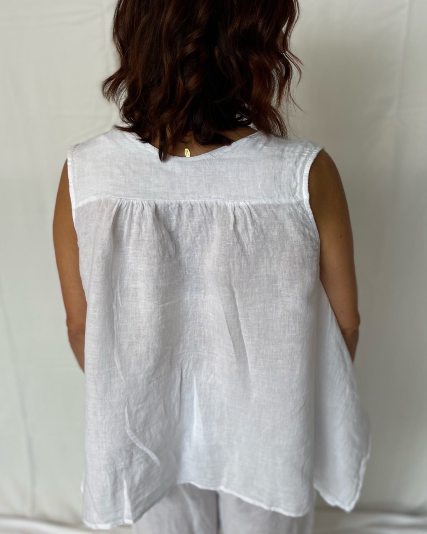 Linen Swing Top - White
