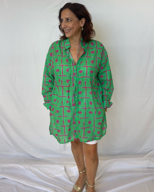 Summer Shirt - Emerald/Pink