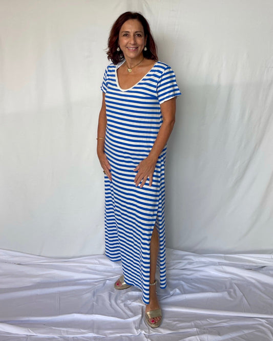 Striped Maxi Dress - Navy