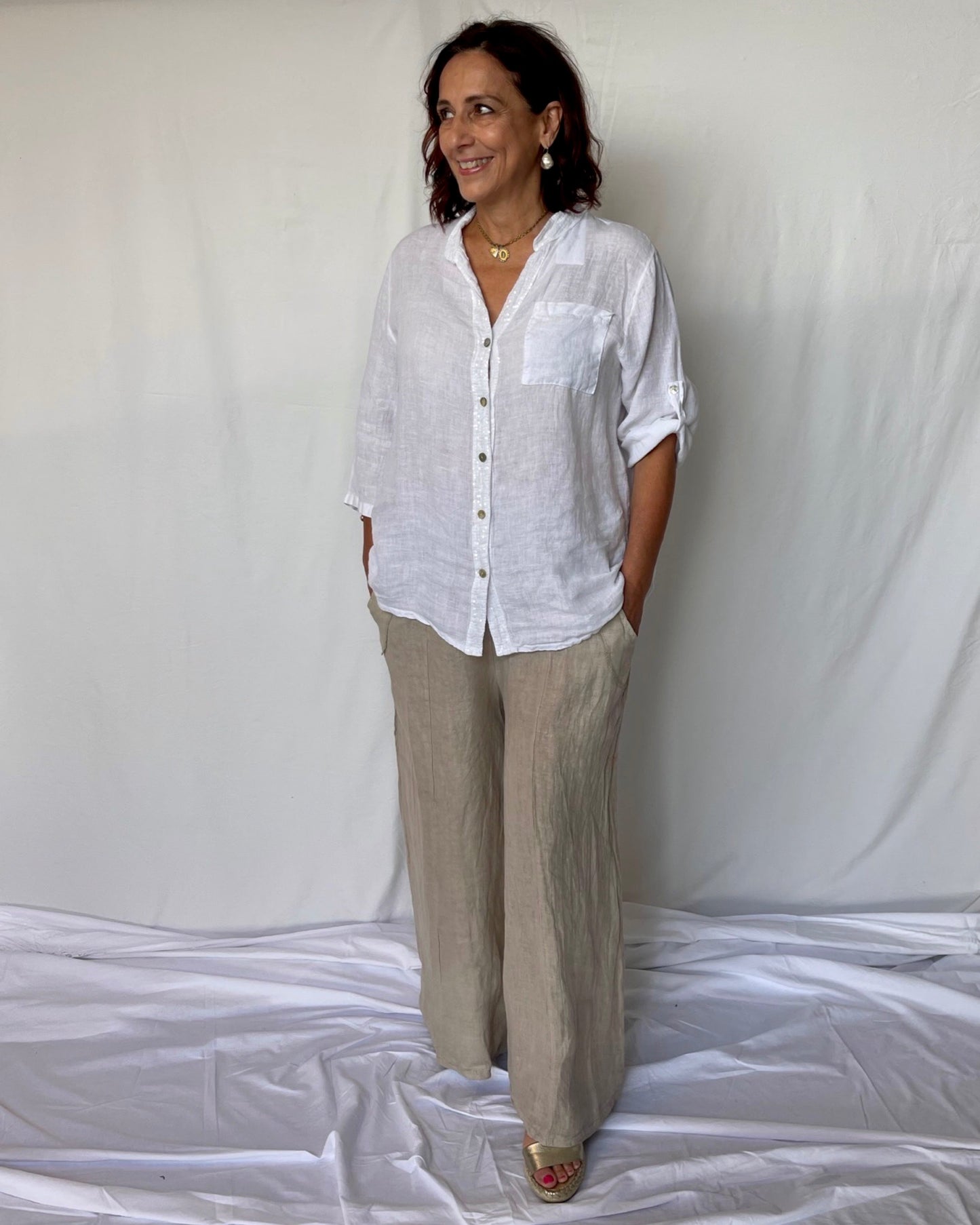 Linen Wide Leg Pant - Sabbia