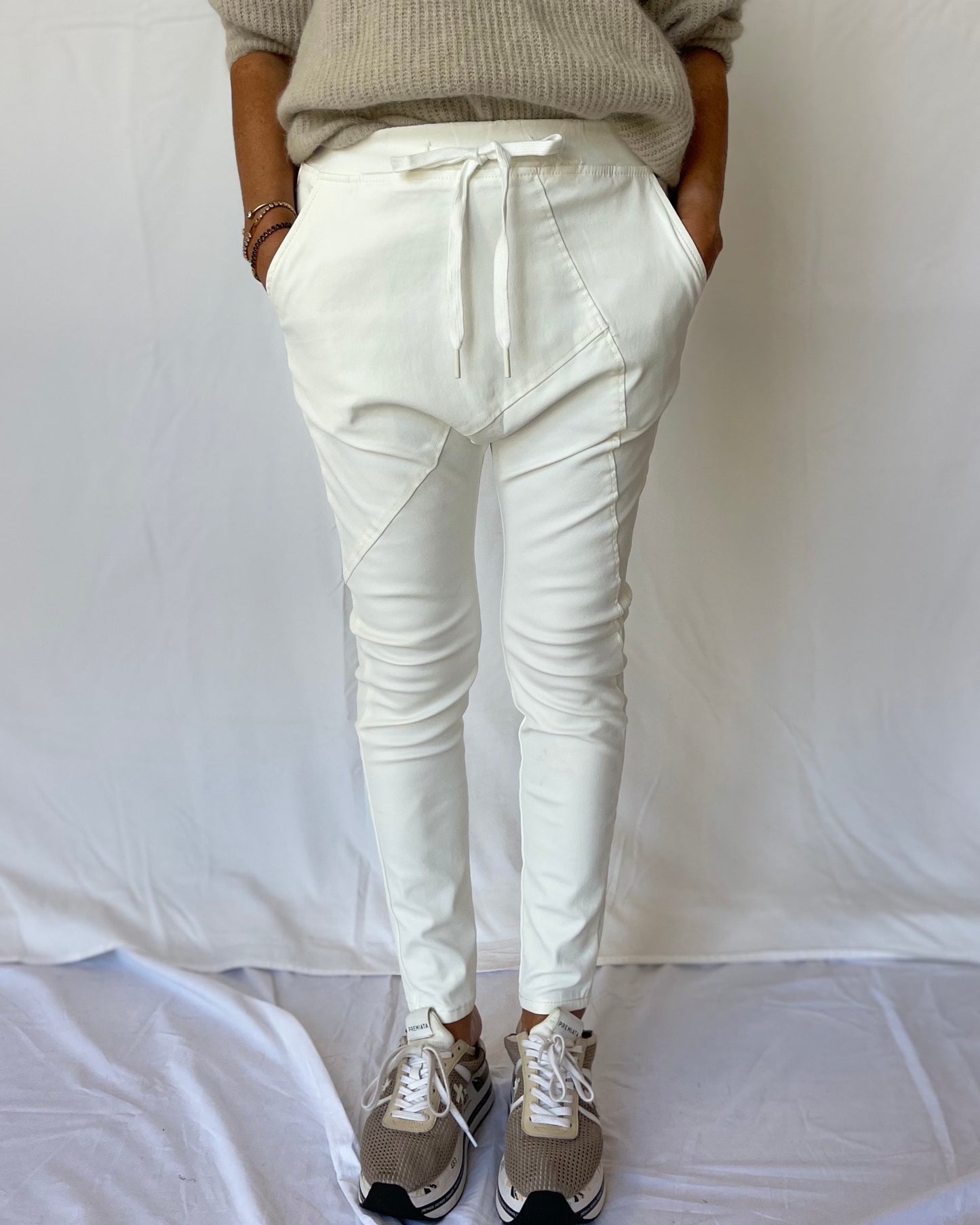 Waxed Jogger Pant - White