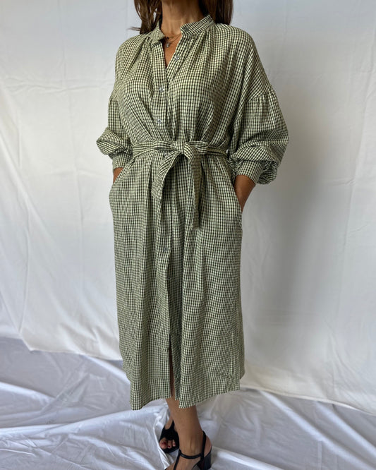 Gingham Dress - Lime