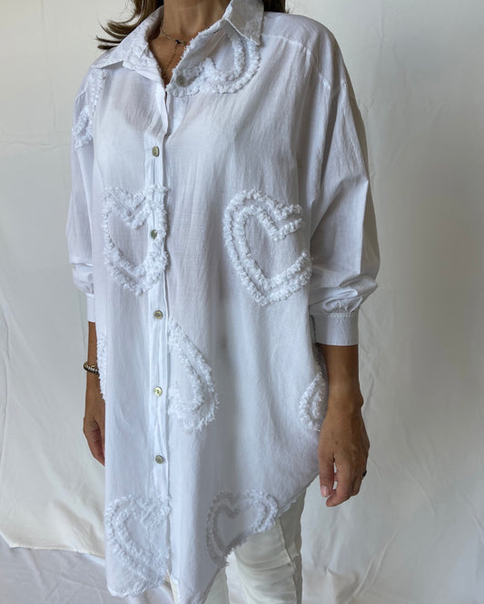 Cotton Heart Shirt - White