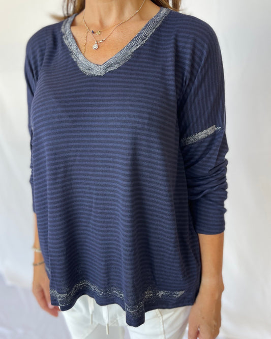 Striped Knit - Navy