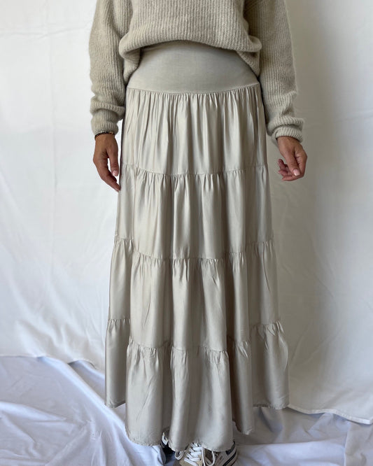 Silk Tiered Skirt - Panna