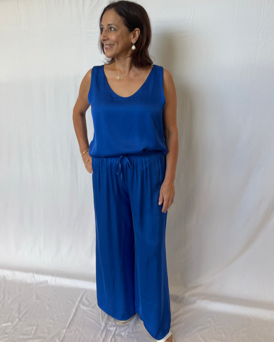 Silk Blend Pant - Cobalt