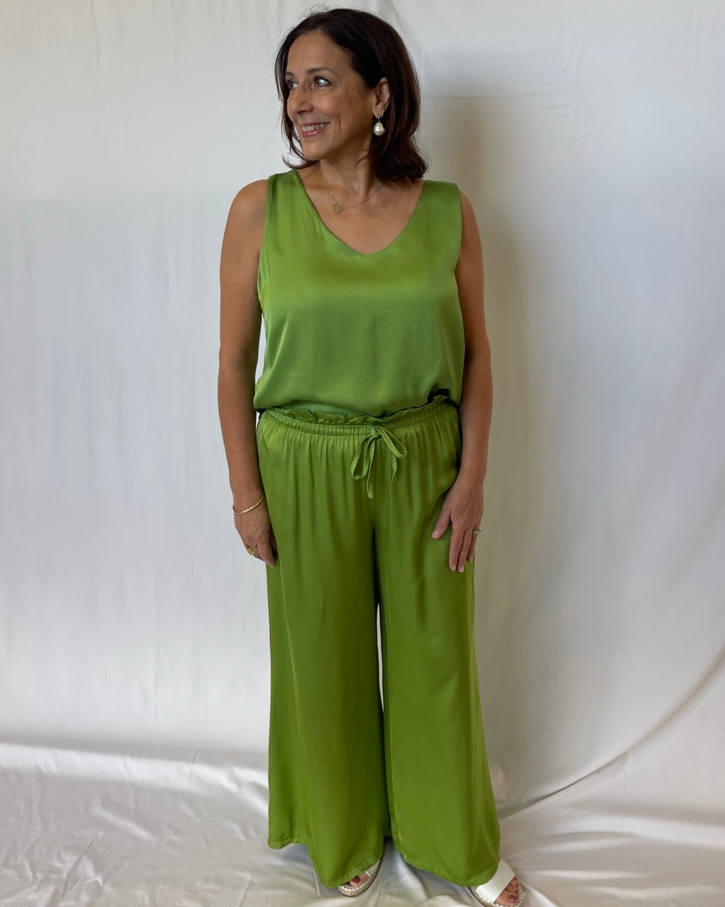 Silk Blend Pant - Lime