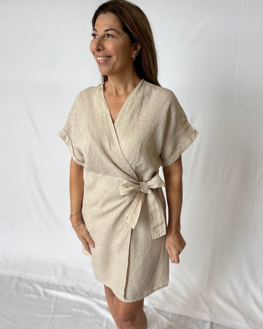 Linen Tie Dress - Sabbia