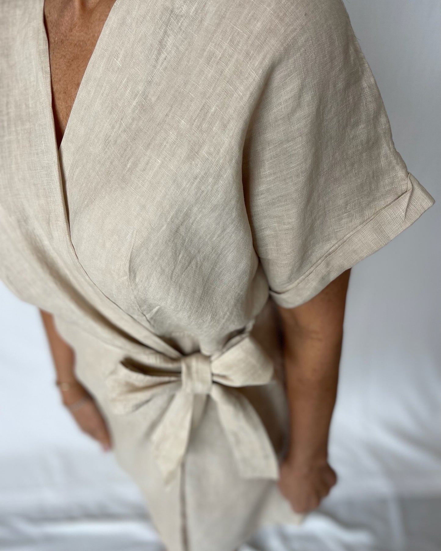 Linen Tie Dress - Sabbia