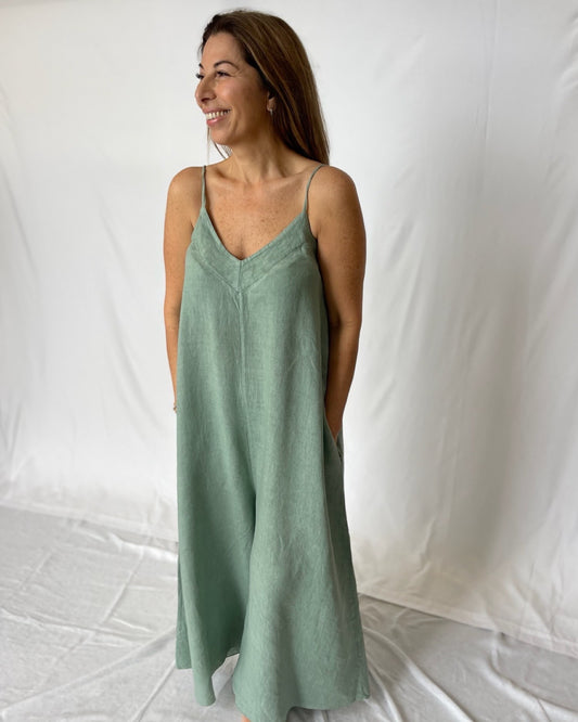 Linen Jumpsuit - Sage