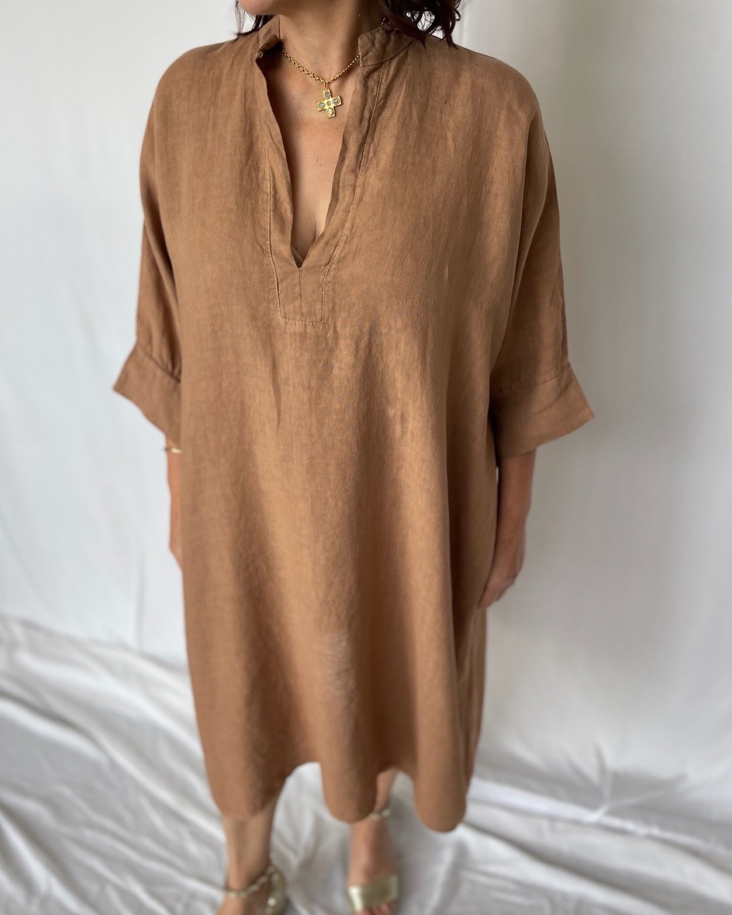 Linen Kaftan - Cinnamon