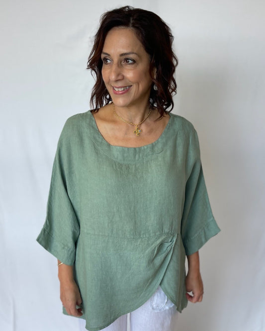 Linen Top - Sage