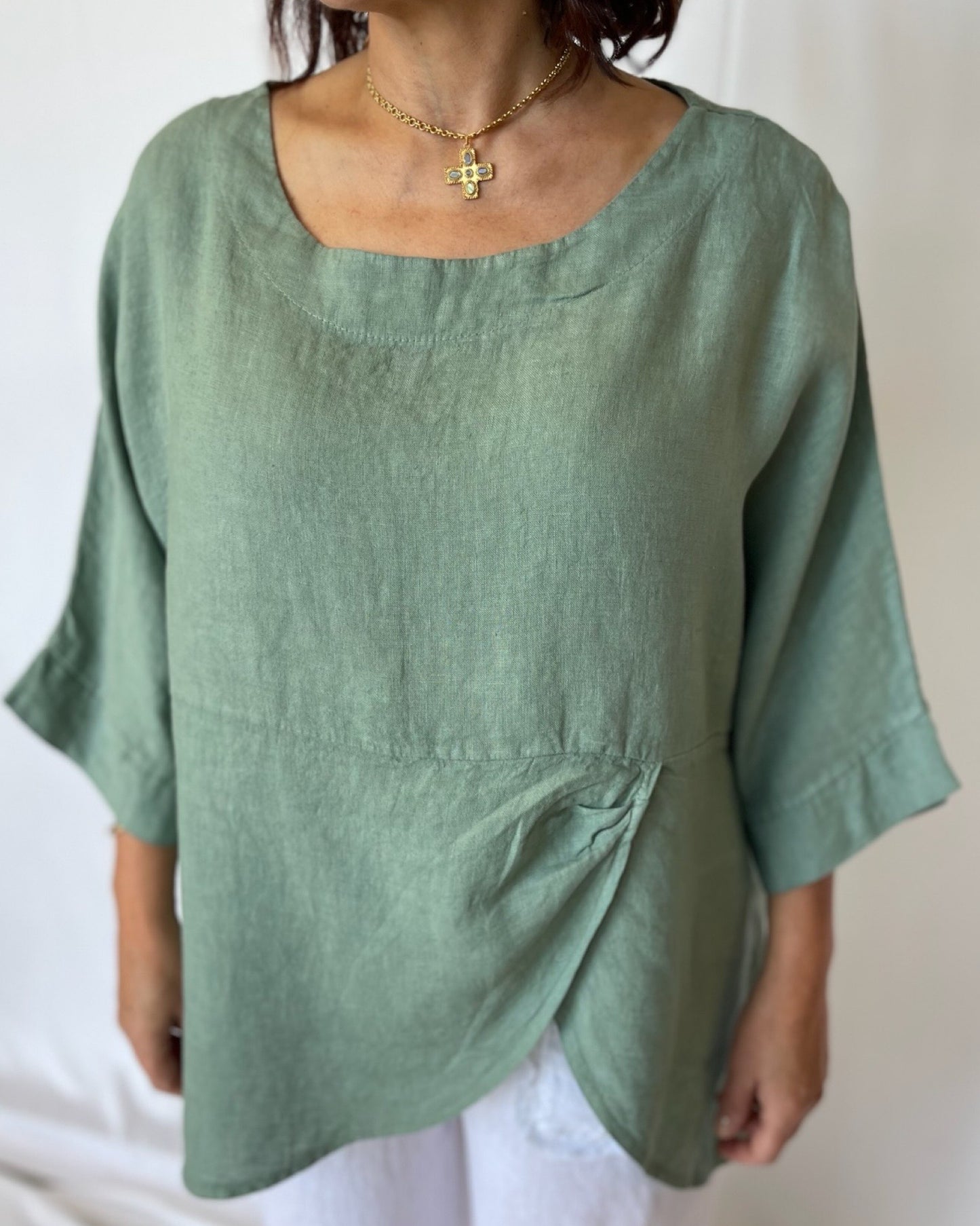 Linen Top - Sage