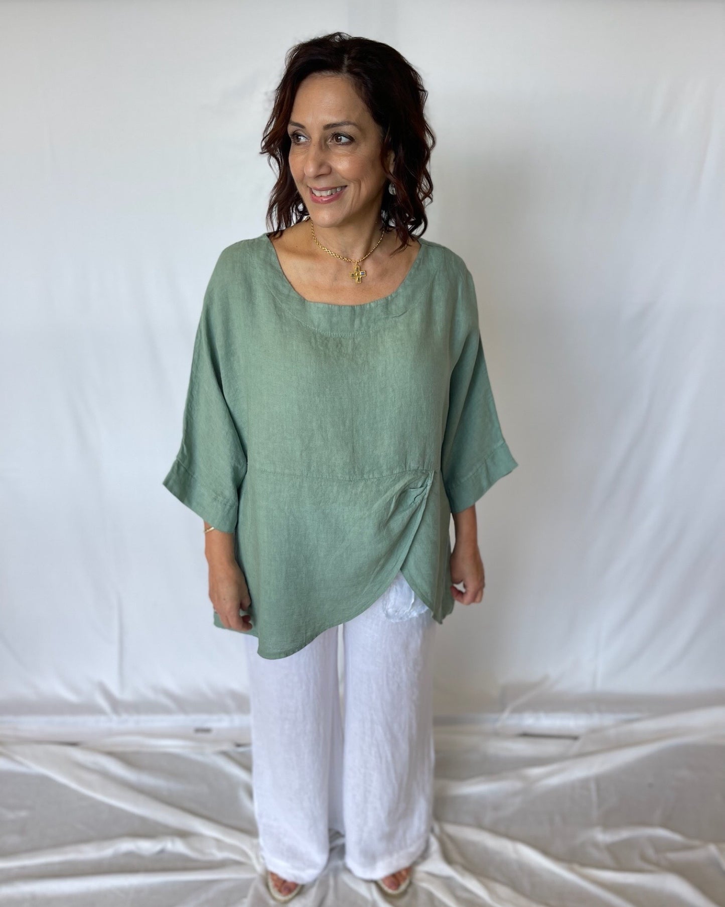 Linen Top - Sage