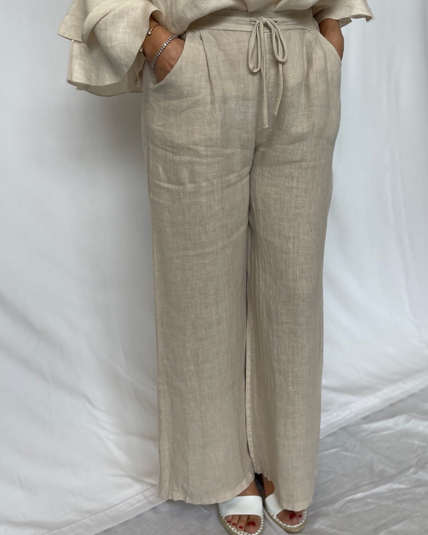 Linen Tie Pant - Sabbia