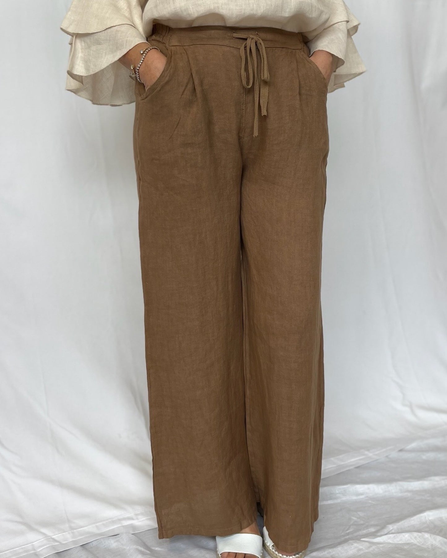 Linen Tie Pant - Cocoa