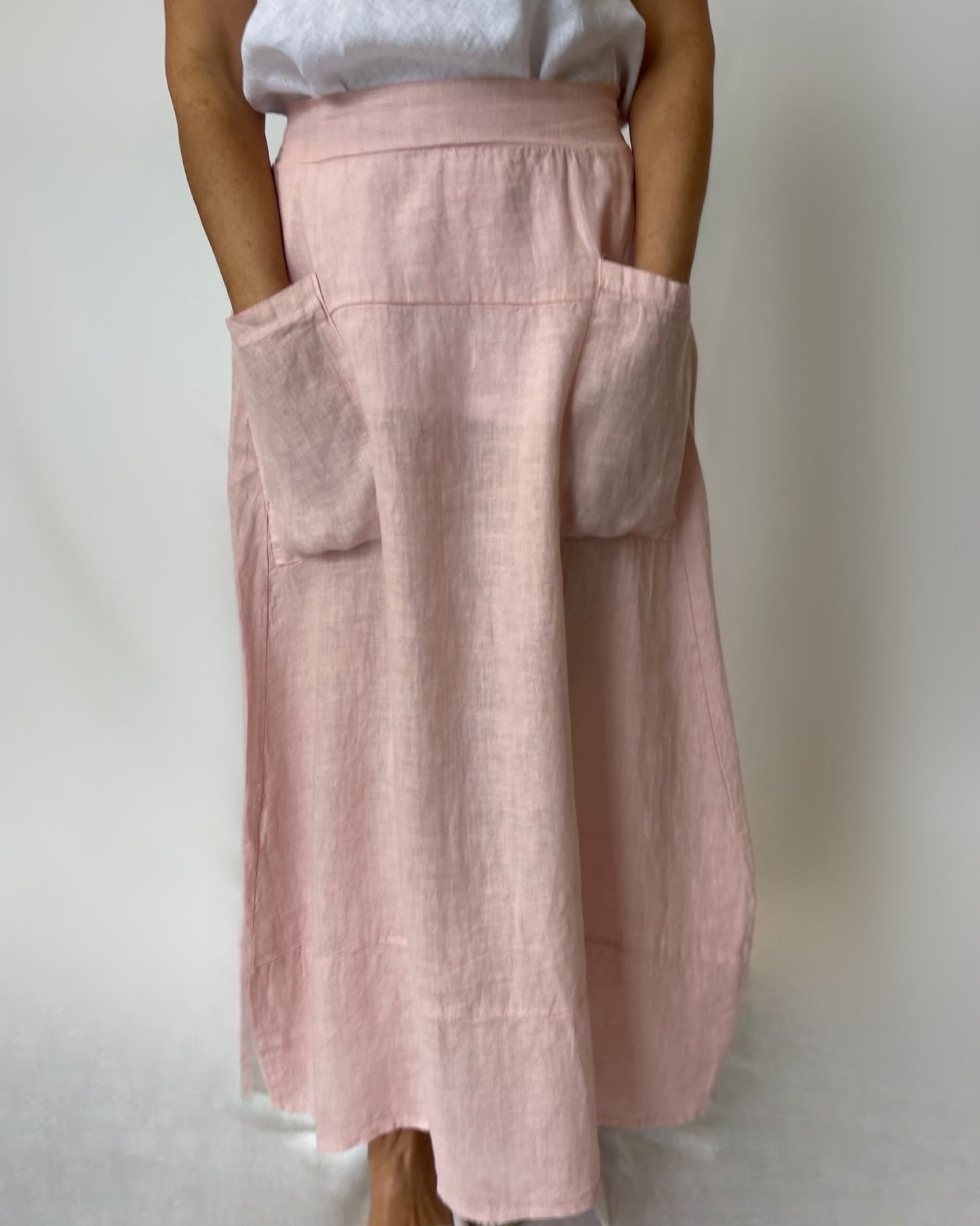 Pocket Linen Skirt- Rosa