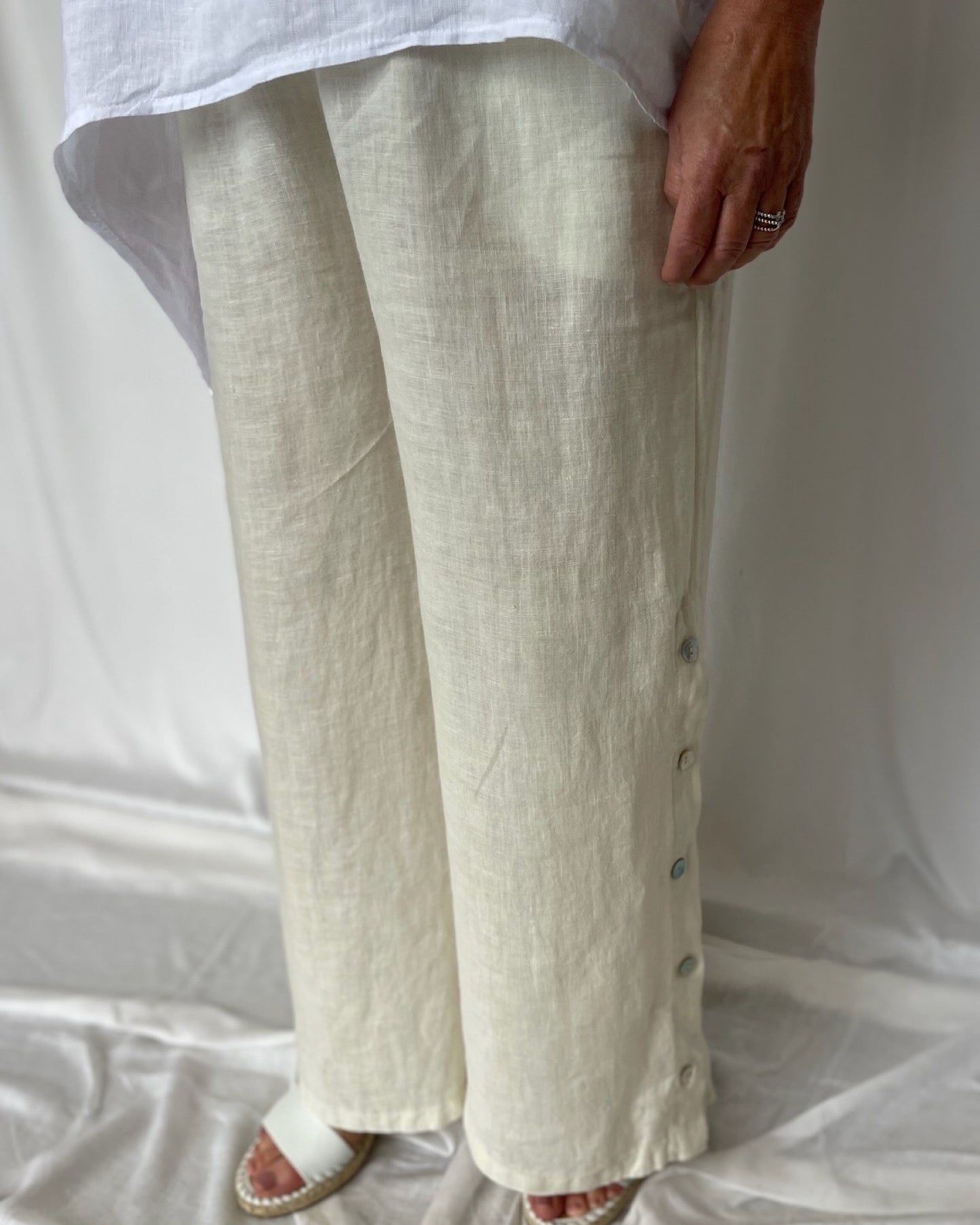 Button Down Linen Pant - Butter