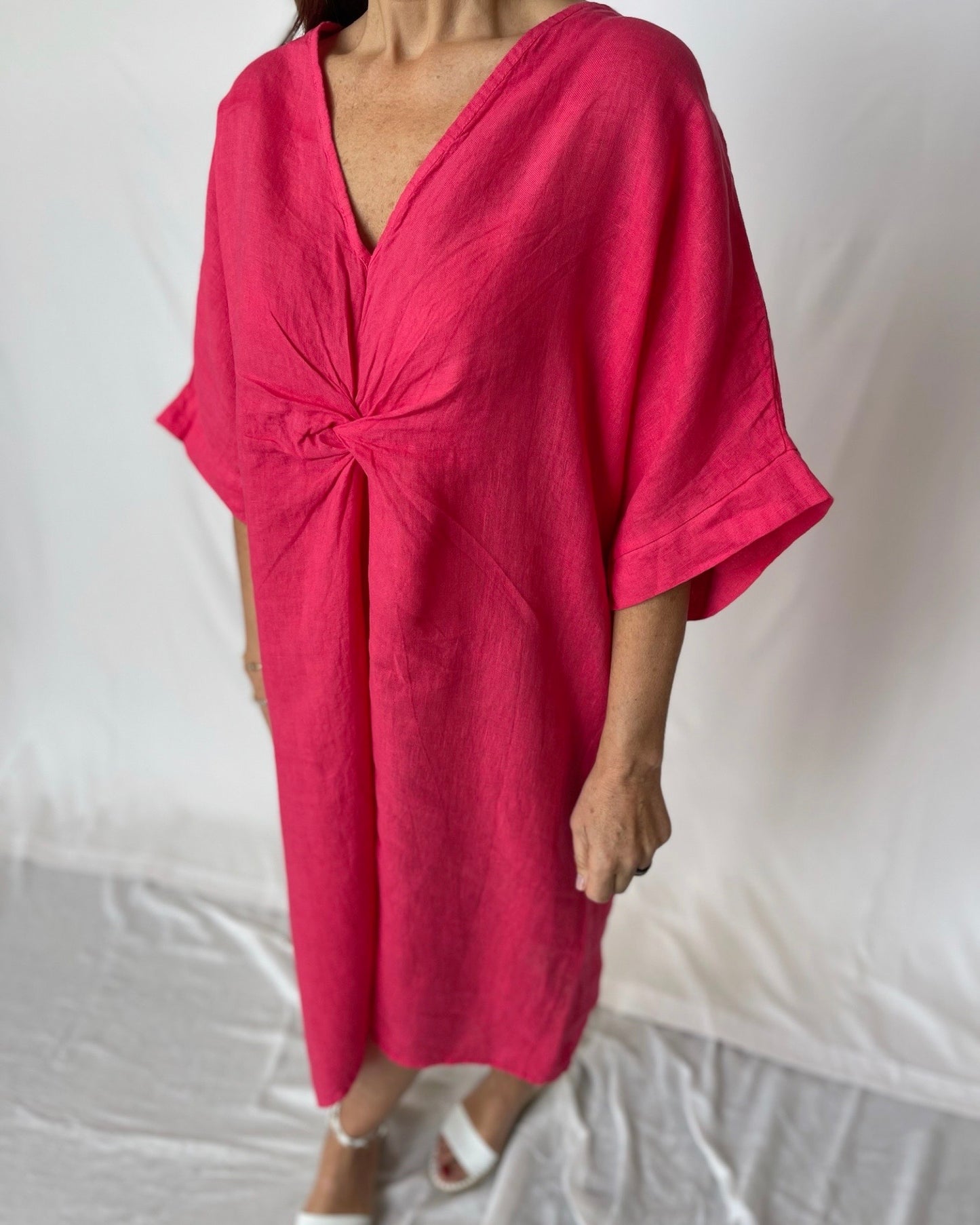 Summer Kaftan Linen - Raspberry