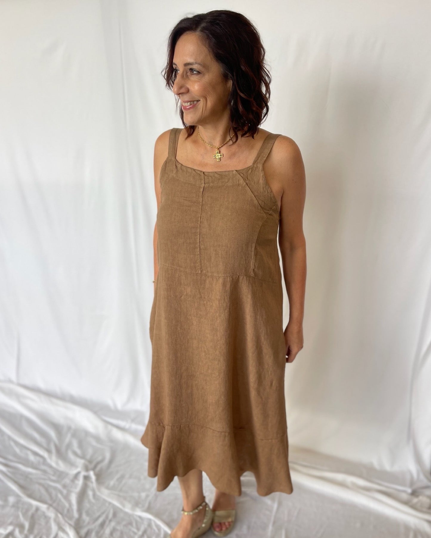 Swing Dress Linen- Cocoa