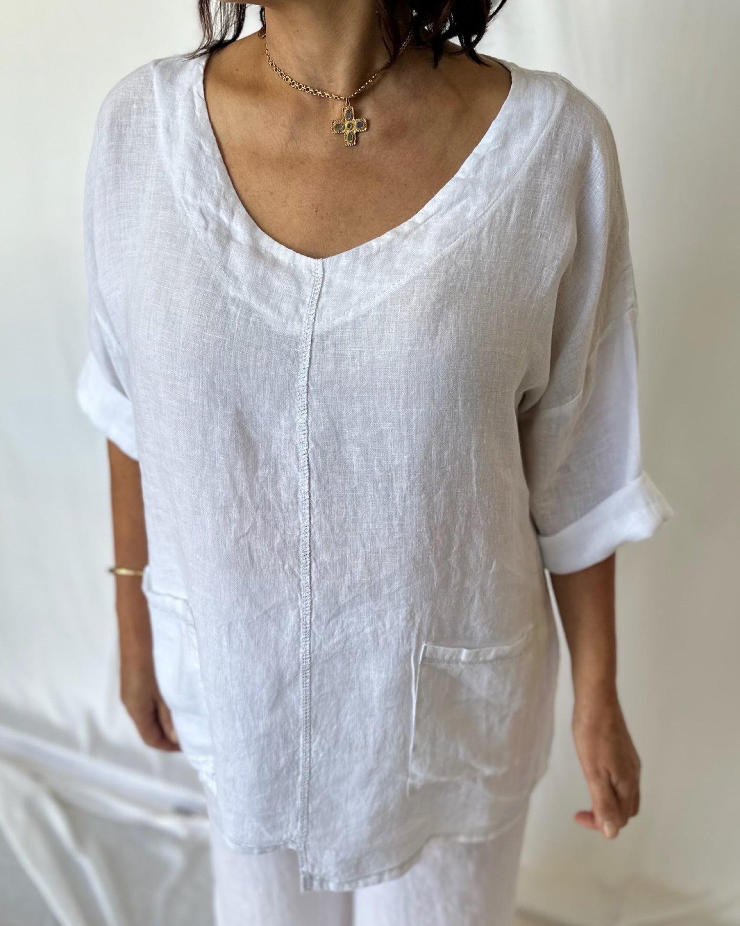 Linen Top - White