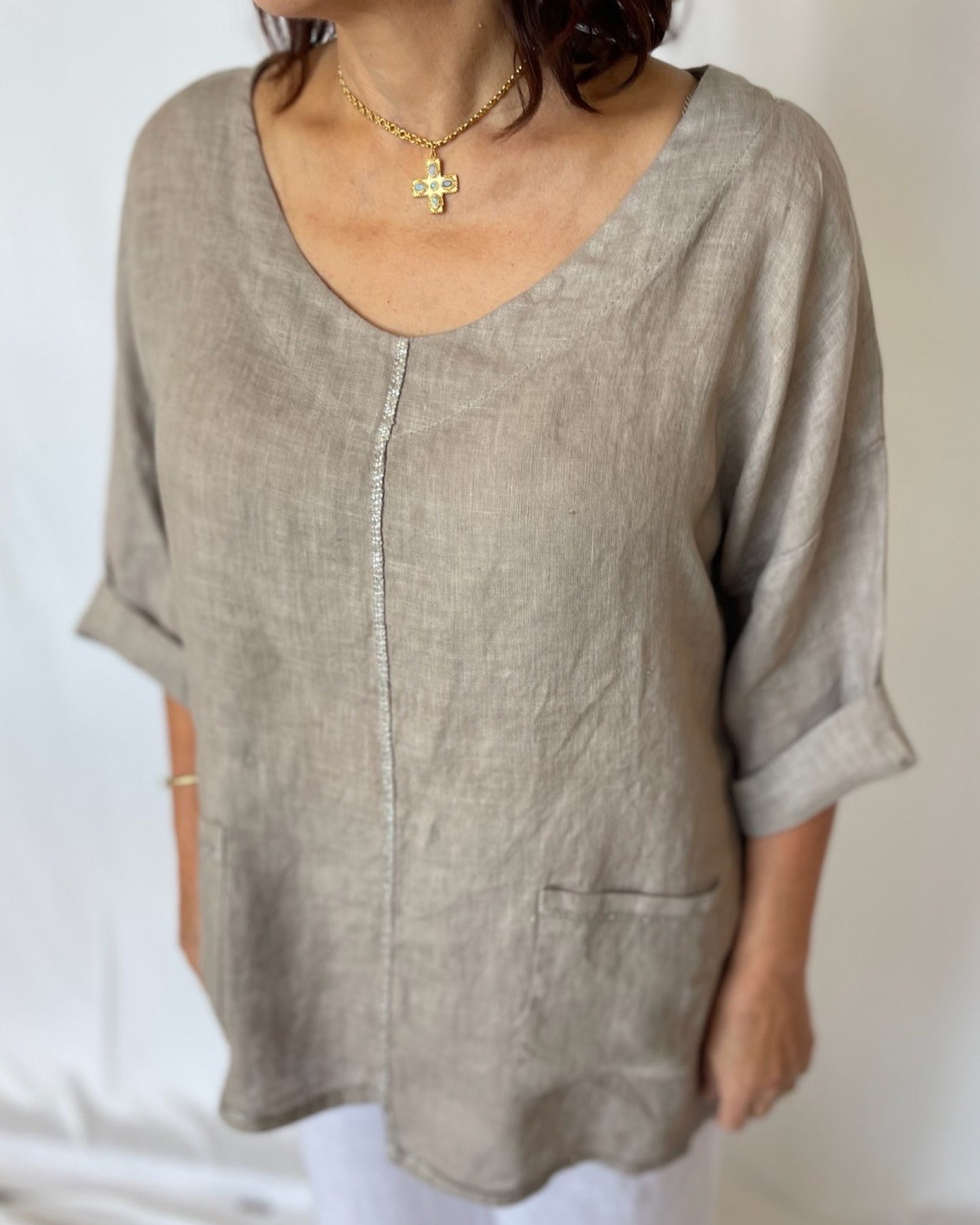 Linen Top - Taupe