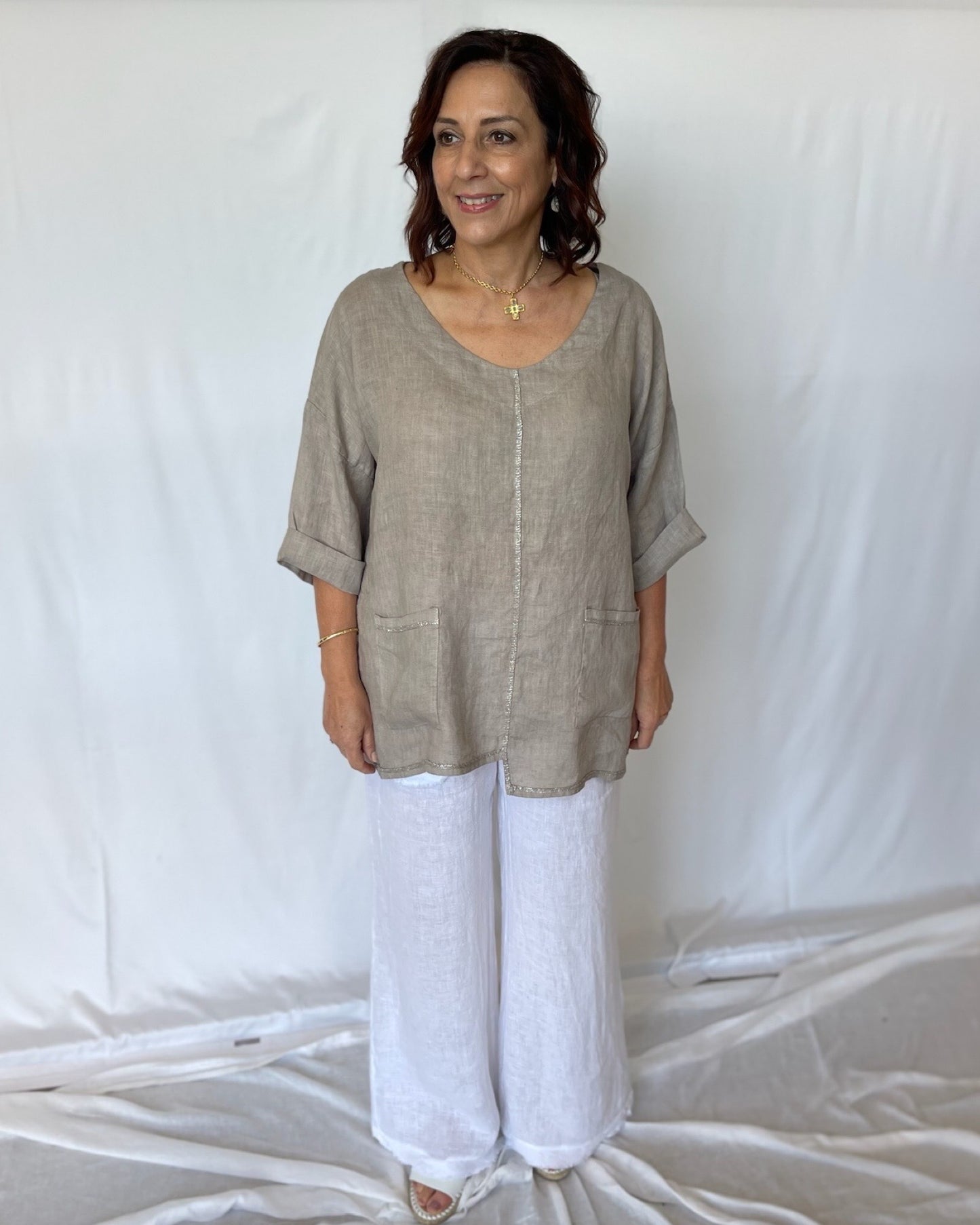 Linen Top - Taupe