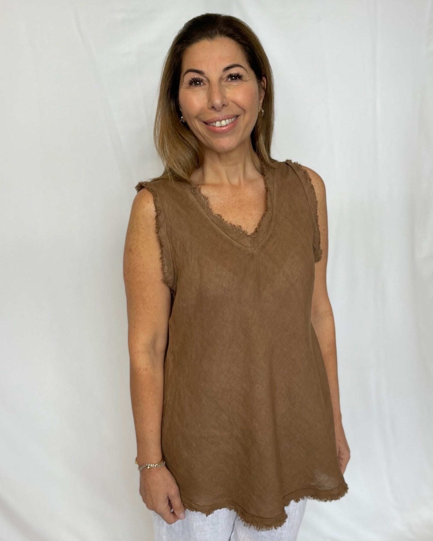 Raw Hem Top - Cocoa