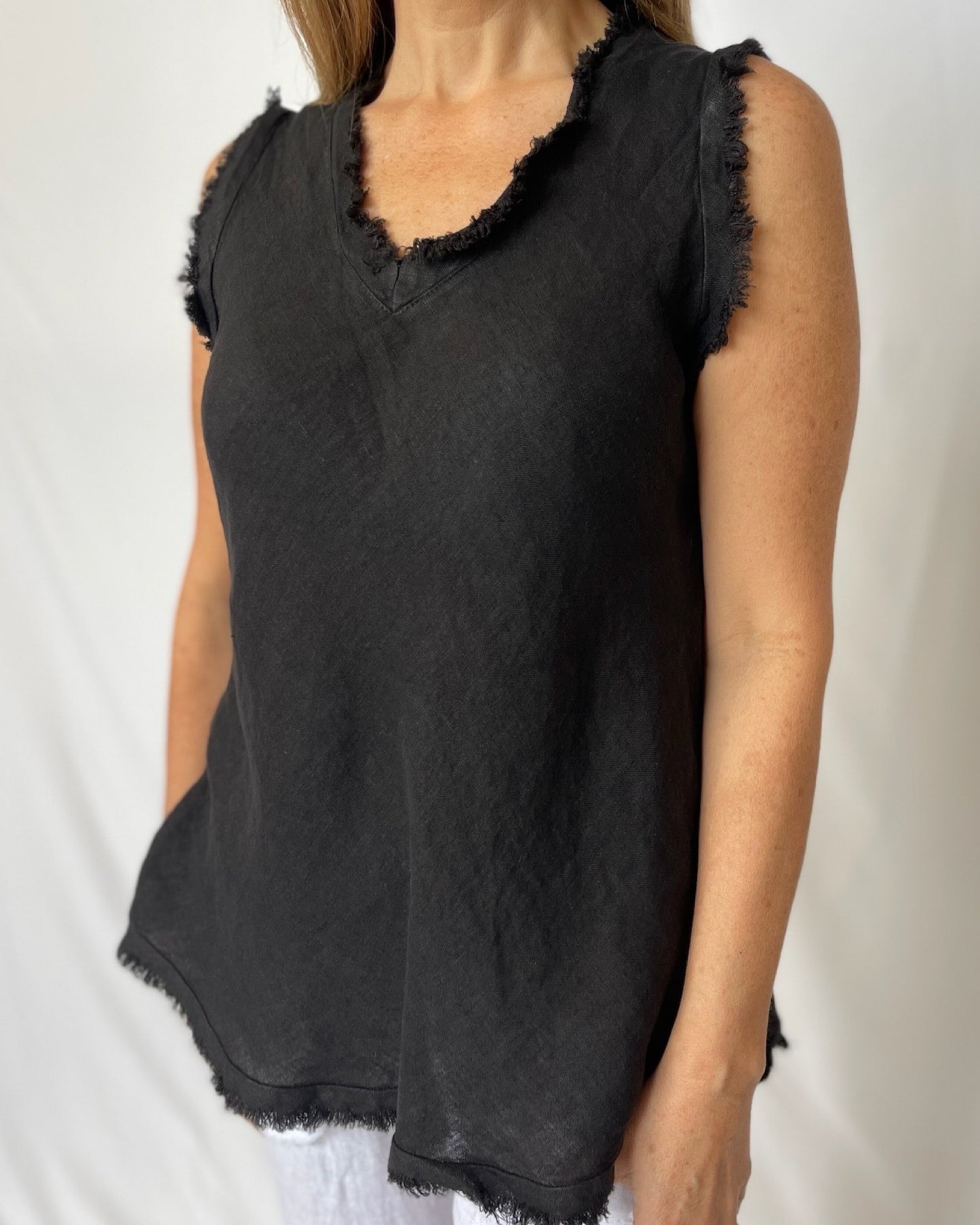 Raw Hem Top - Black