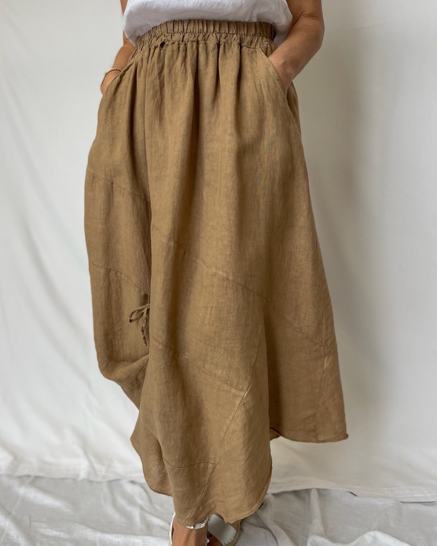 Tie Linen Skirt - Cocoa