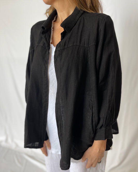 Linen Swing Jacket - Black