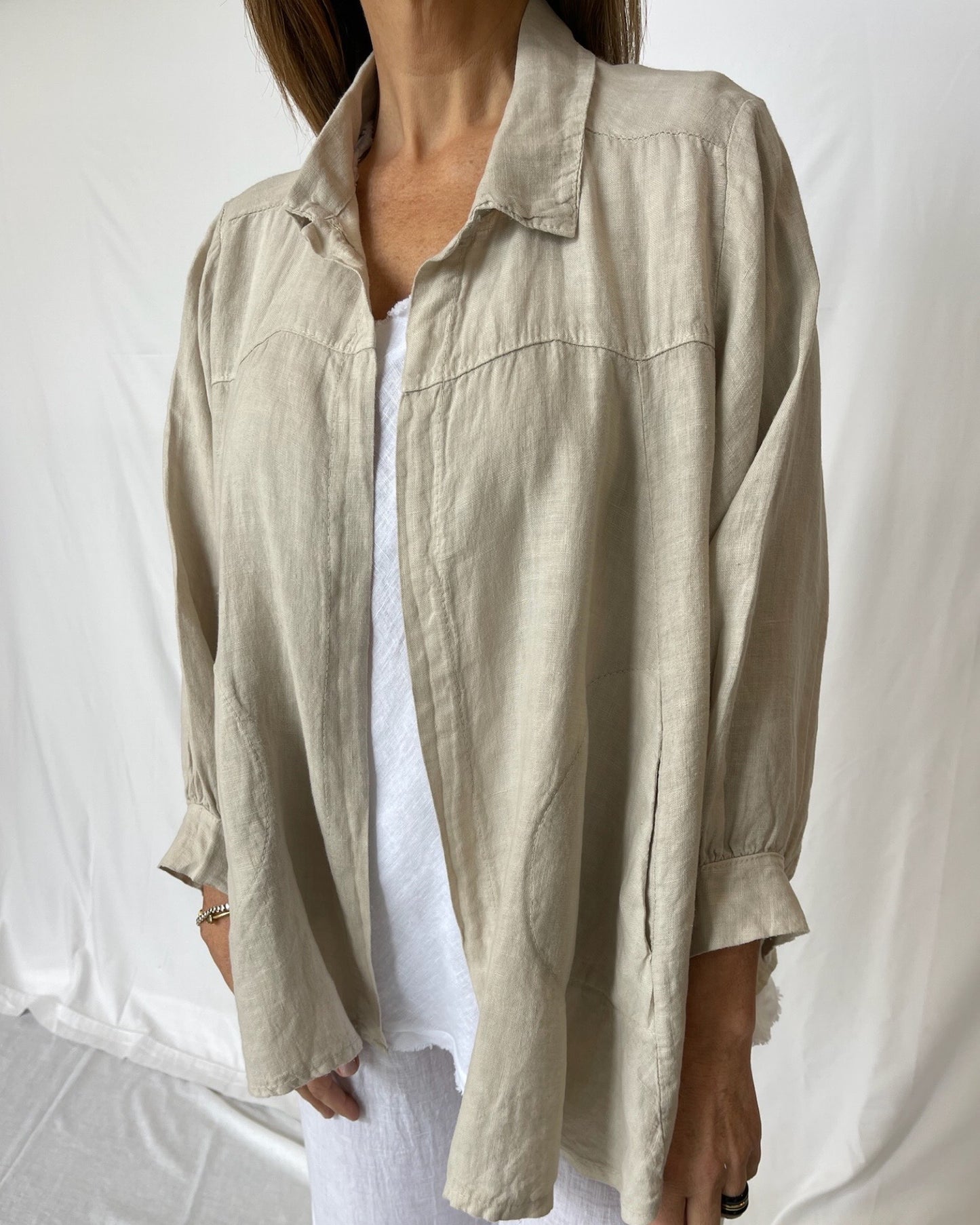 Linen Swing Jacket - Sabbia