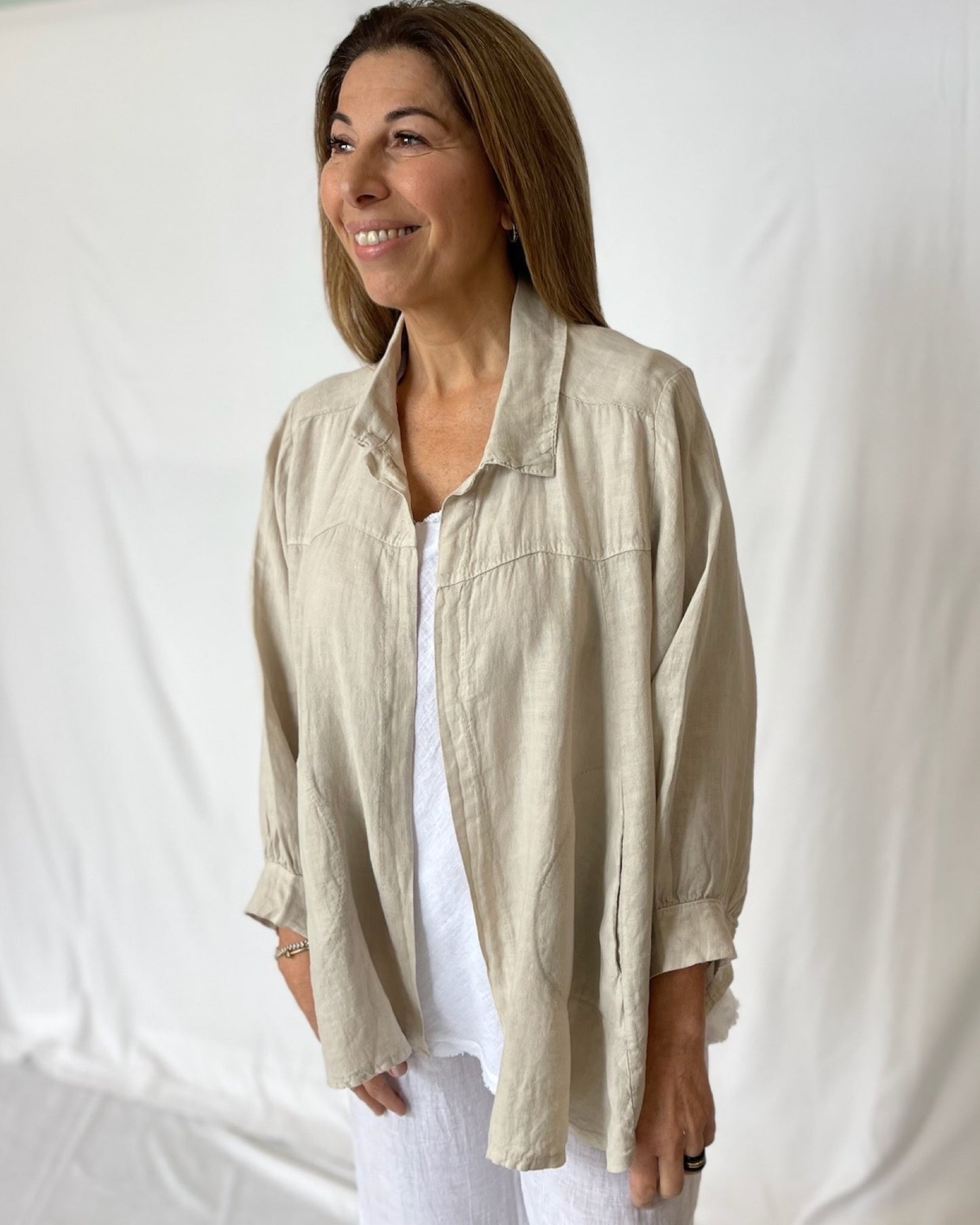 Linen Swing Jacket - Sabbia