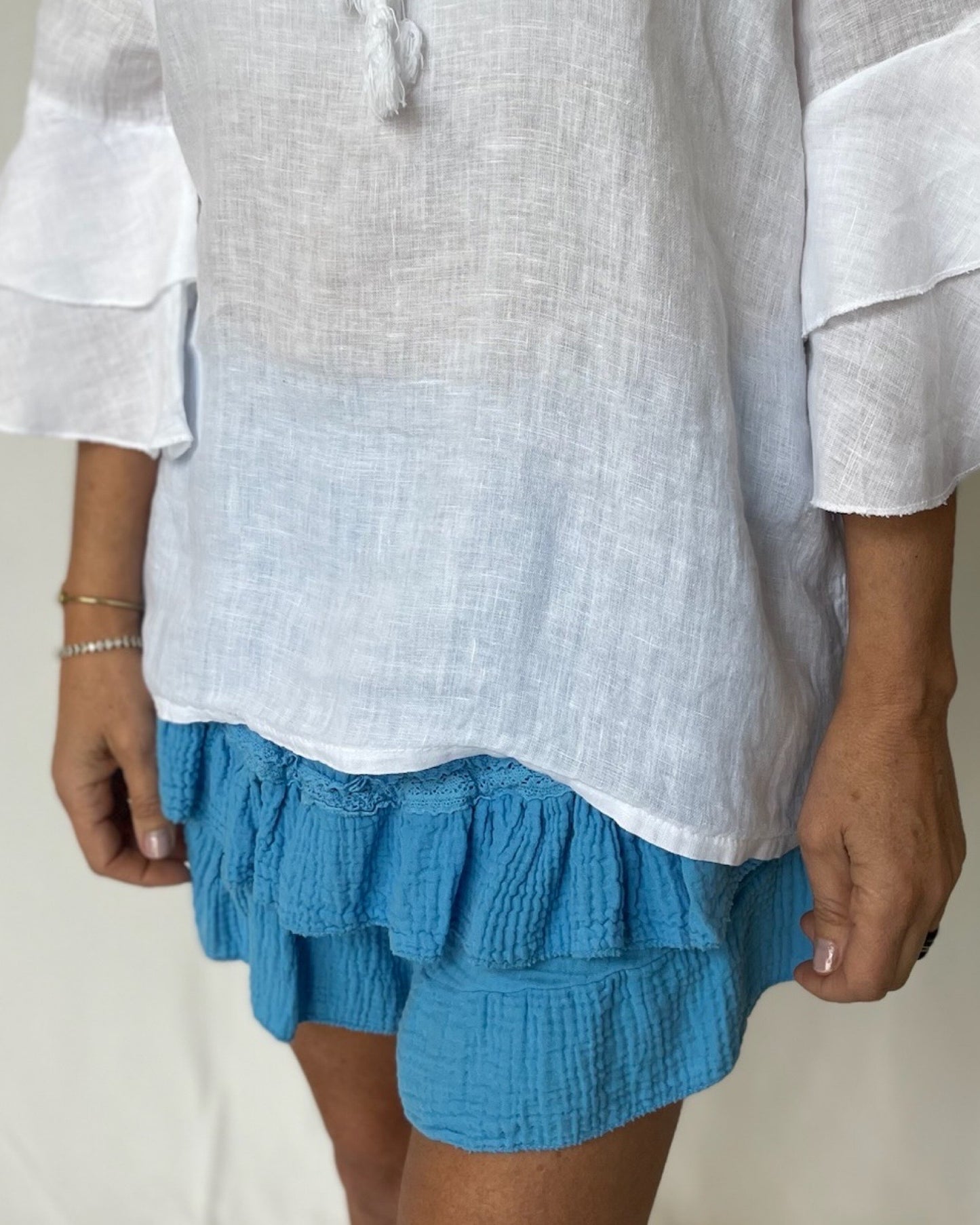 Ruffle Shorts - Cornflower Blue