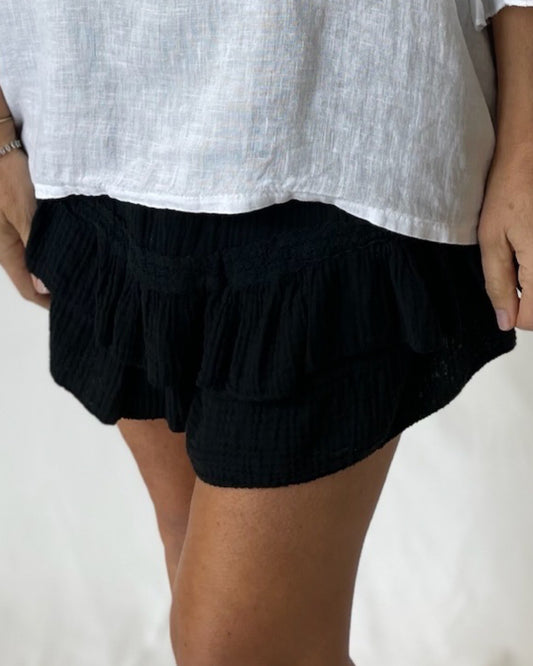 Ruffle Shorts - Black